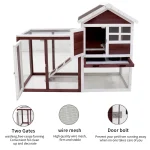 Wooden Chicken Coop with Rabbit Hutch   Wine Red White 4 | PricZone