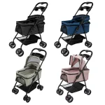 Foldable Pet Stroller with Detachable Basket and Shock Absorption 3 | PricZone Foldable Pet Stroller with Detachable Basket and Shock Absorption 3 | PricZone