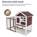 Wooden Chicken Coop with Rabbit Hutch   Wine Red White 1 | PricZone