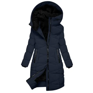 Womens Mid Length Hooded Down Coat   Fleece Lined 1 | PricZone