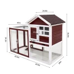 Wooden Chicken Coop with Rabbit Hutch   Wine Red White 6 | PricZone