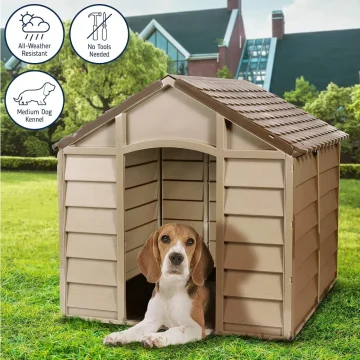 Outdoor Small Dog Kennel   Plastic Pet House Weather Resistant 2 | PricZone