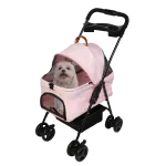 Pink Folding Pet Stroller for Small Dogs and Cats 1 | PricZone