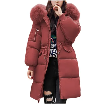Womens Fluffy Hooded Down Jacket   Warm  Stylish 1 | PricZone