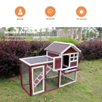 Wooden Chicken Coop with Rabbit Hutch   Wine Red White 5 | PricZone