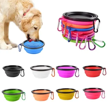Portable Collapsible Silicone Pet Bowl with Carabiner 1