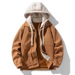 Hooded Corduroy Work Jacket   Casual  Warm 5 | PricZone