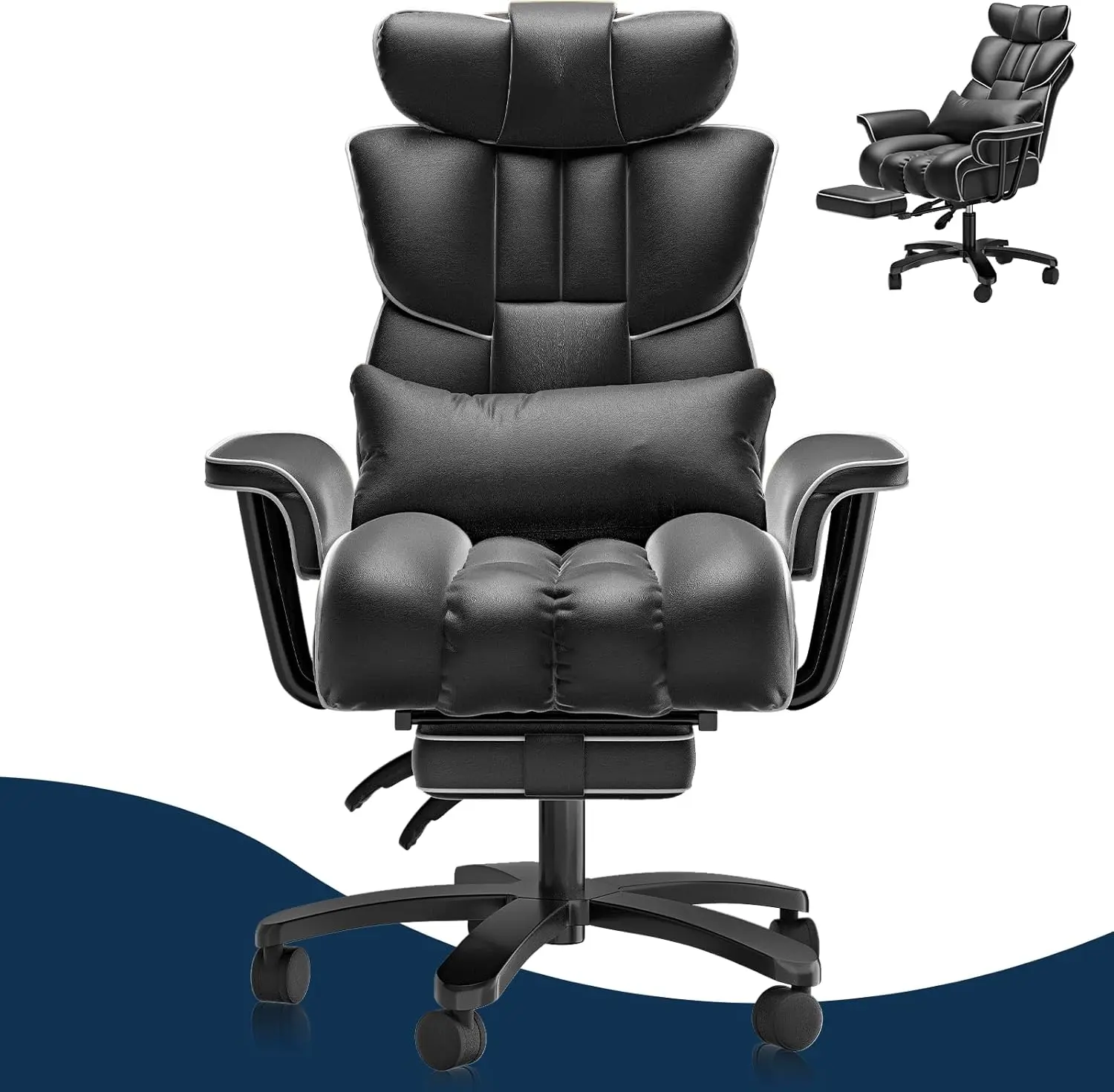 Big and Tall Office Chair 400lbs Wide Seat with Footrest 1 | PricZone Big and Tall Office Chair 400lbs Wide Seat with Footrest 1 | PricZone