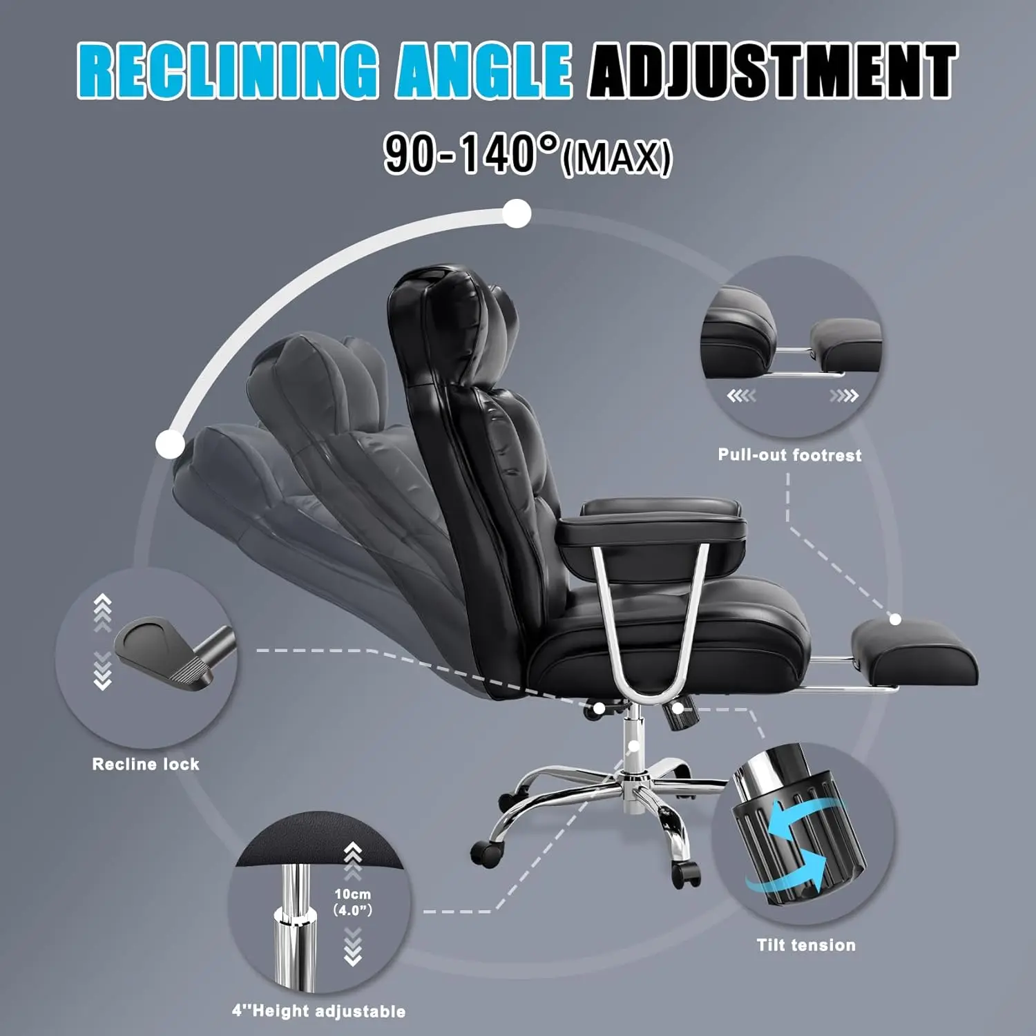 Big and Tall Reclining Office Chair with Footrest 6 | PricZone Big and Tall Reclining Office Chair with Footrest 6 | PricZone