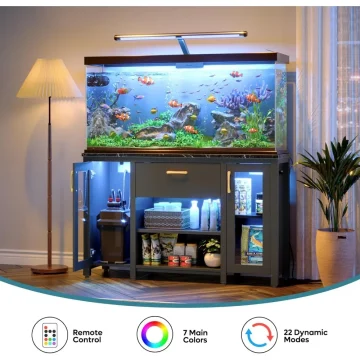 55 Gallon Fish Tank Stand with LED Light and Storage 2 | PricZone