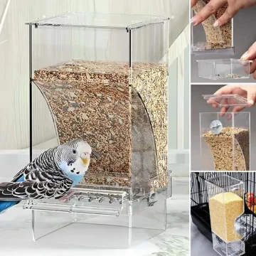 Automatic No Mess Parrot Feeder - Acrylic Bird Cage 1