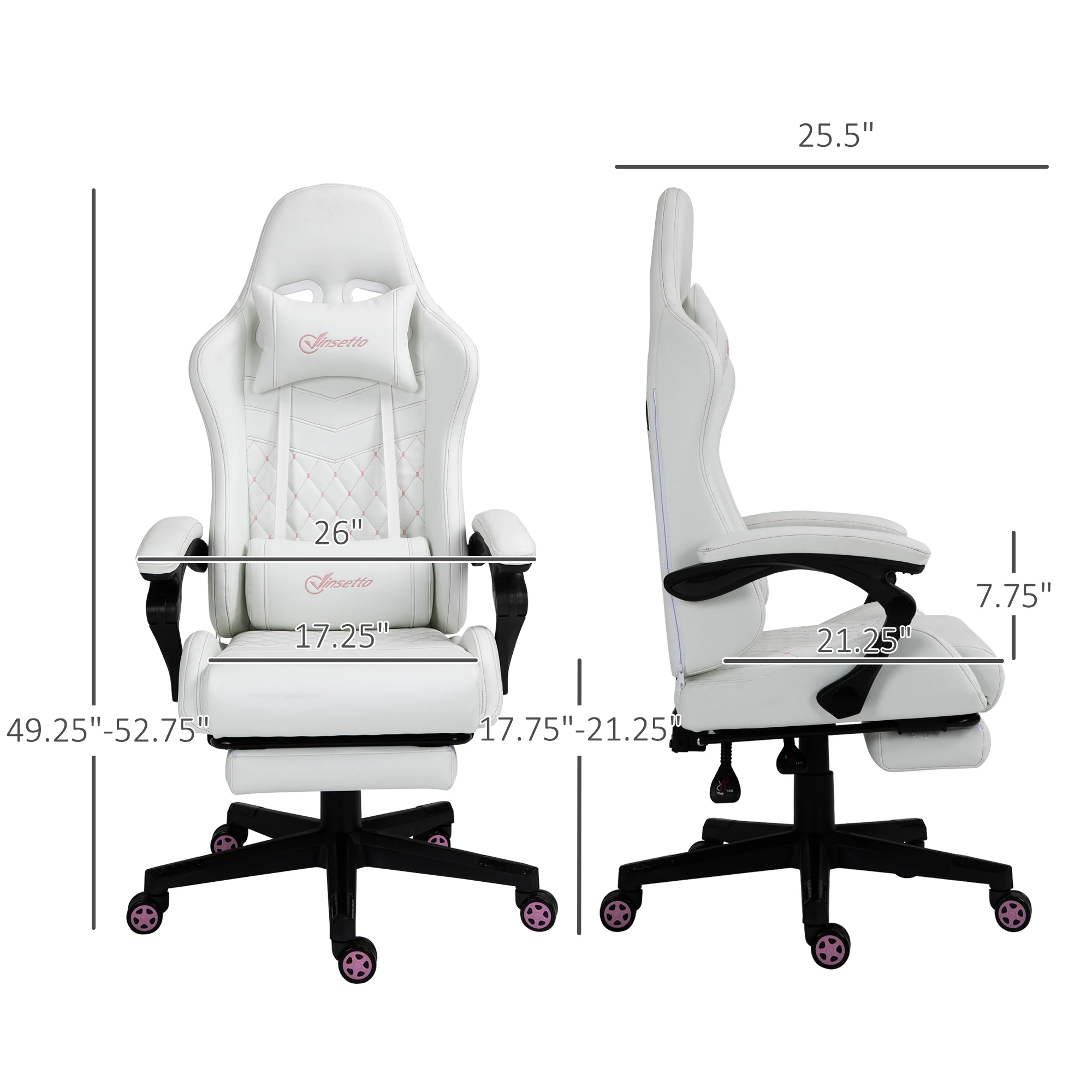 White Racing Gaming Chair with Padded Arms and PU Leather 4 | PricZone White Racing Gaming Chair with Padded Arms and PU Leather 4 | PricZone
