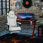 White Racing Gaming Chair with Padded Arms and PU Leather 3 | PricZone White Racing Gaming Chair with Padded Arms and PU Leather 3 | PricZone
