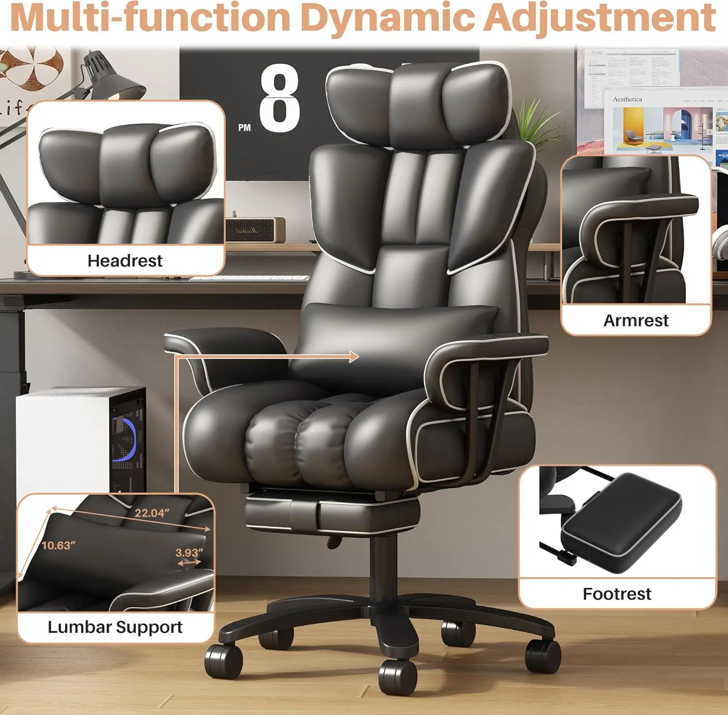 Big and Tall Office Chair 400lbs Wide Seat with Footrest 4 | PricZone Big and Tall Office Chair 400lbs Wide Seat with Footrest 4 | PricZone
