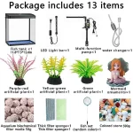 Glass Fish Tank Starter Kit 435 Gallon Betta Desktop Aquarium Mini Bowl Shrimp with LED Pump Oxygen Pump Air Intake Water 2 | PricZone