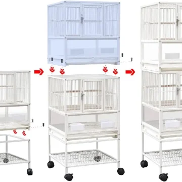 Parakeet Cage Wrought Iron 30 inch with Stand White 2 | PricZone