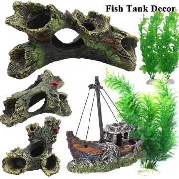 Aquarium Hollow Log Fish Cave Decoration 1