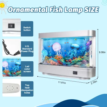 Virtual Aquarium Lamp with Moving Fish Display 1