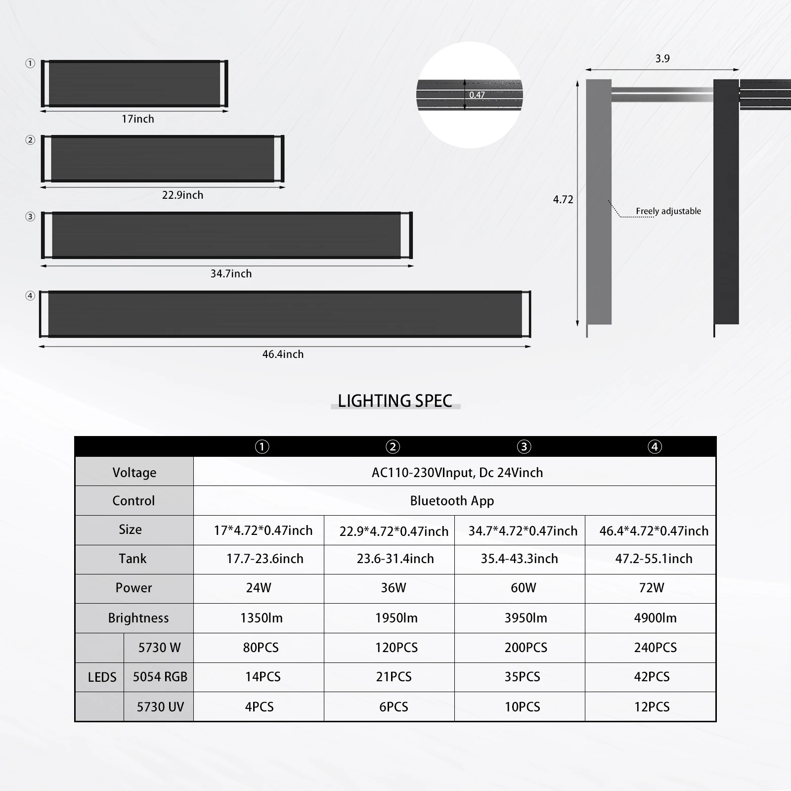Brite Series Auto Aquarium LED Light with AppControlled RGB+W LEDs Custom SunriseSunset Colors in ManualAutoCustom Modes 6 | PricZone Brite Series Auto Aquarium LED Light with App Controlled RGB+W LEDs Custom SunriseSunset Colors in ManualAutoCustom Modes 6 | PricZone