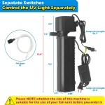 Aquarium Filter for 40 150 Gallon Tank U V Fish Tank Green Clean Machine Submersible Powerful Pump Canister Filter 400GPH 6 | PricZone