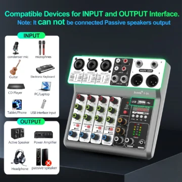 Aveek 5 Channel USB Bluetooth Audio Mixer Console 2 | PricZone