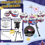 Kids Blue Drum Set with Stool and Drumsticks 2 | PricZone
