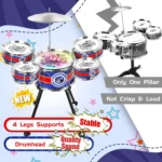 Kids Blue Drum Set with Stool and Drumsticks 6 | PricZone