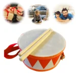 6 Inch Kids Wooden Drum Set with Strap  Sticks 2 | PricZone