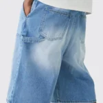 Mens Relaxed Fit Denim Cargo Shorts 2 | PricZone