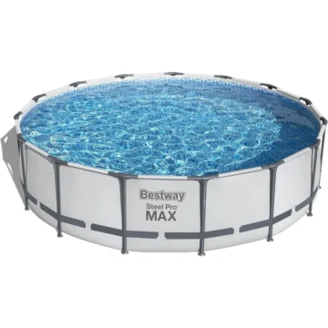 Round Above Ground Swimming Pool Set Outdooor Metal Frame Family Pool with Filter Pump Ladder and Cover 1 | PricZone