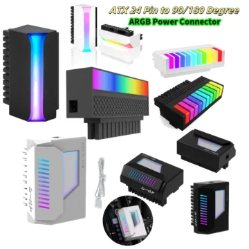 ATX 24 Pin 90 Degree ARGB Power Adapter Cable 1 | PricZone