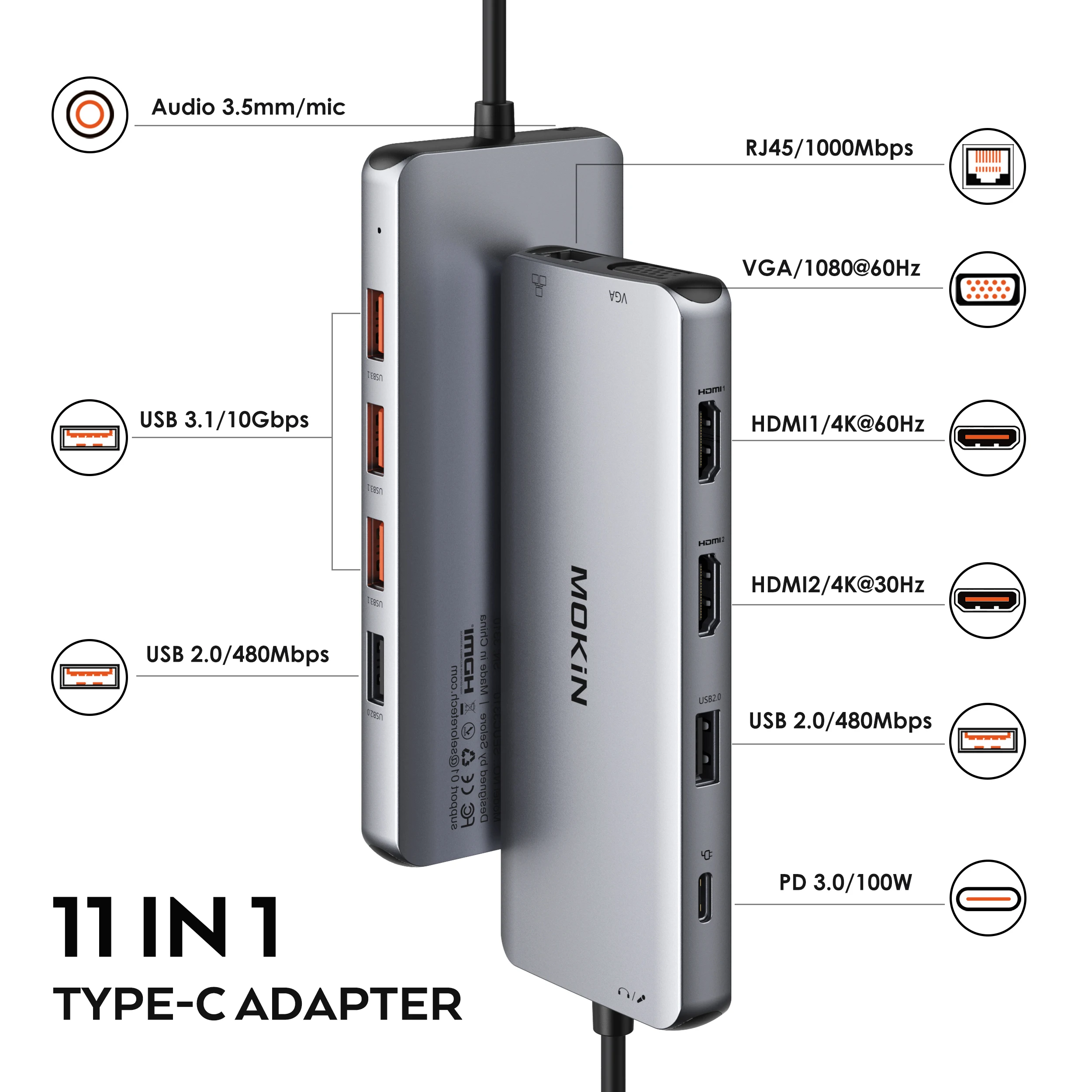 MOKiN 11in1 USBC Hub with 4K HDMI and VGA 2 | PricZone MOKiN 11 in 1 USB C Hub with 4K HDMI and VGA 2 | PricZone
