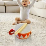 6 Inch Kids Wooden Drum Set with Strap  Sticks 5 | PricZone