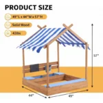 Large Wooden Sandbox with Roof for Kids 6 | PricZone