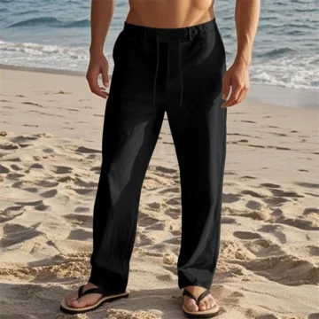 Mens Lightweight Linen Beach Pants with Pockets 1 | PricZone