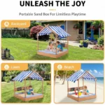 Large Wooden Sandbox with Roof for Kids 4 | PricZone