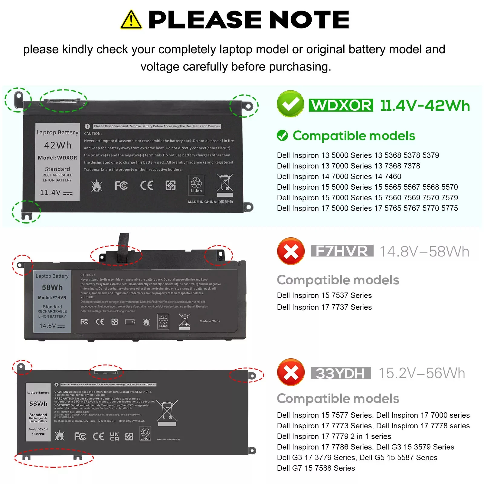 WDXOR Battery for Dell Inspiron 13 15 5000 7000 2 | PricZone WDXOR Battery for Dell Inspiron 13 15 5000 7000 2 | PricZone