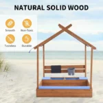 Large Wooden Sandbox with Roof for Kids 2 | PricZone