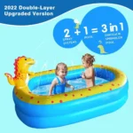 Dinosaur Kiddie Pool with Sprinkler Inflatable Summer Fun Water Play Mat Children Outdoor Indoor Ages 2 Above 4 | PricZone