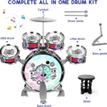 Mini Jazz Drum Set with LED and Stool for Kids 3 | PricZone