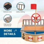 Pirate Ship Wooden Sandbox with Bench Seats 6 | PricZone Pirate Ship Wooden Sandbox with Bench Seats 6 | PricZone