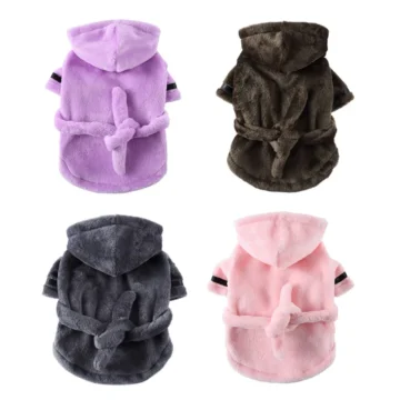 Pet Dog Bathrobe Hooded Drying Towel 2