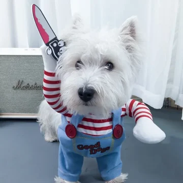 Funny Dog Chucky Costume Pet Halloween Outfit 1