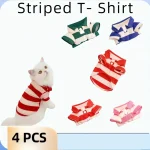 Pet Striped T Shirts for Cats and Dogs   Lightweight Summer Apparel   Two legged Design   Teddy Pomeranian Small Breeds   Asso 1 | PricZone