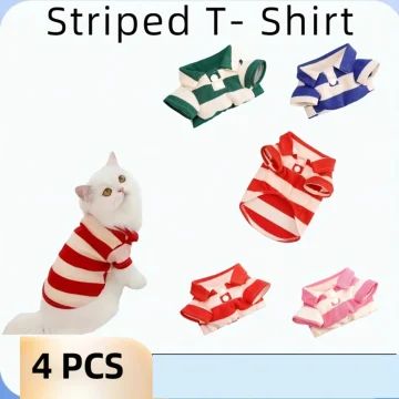 Pet Striped T Shirts for Cats and Dogs   Lightweight Summer Apparel   Two legged Design   Teddy Pomeranian Small Breeds   Asso 1 | PricZone