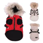 Warm Dog Jacket with Harness and Fur Hood 2 | PricZone