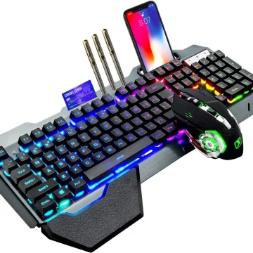 K680 Wireless Gaming Keyboard and Mouse ComboRainbow LED Backlit Keyboard with Rechargeable 3800mAh Battery Metal Panel 1 | PricZone