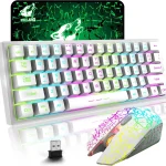 T61 Wireless Gaming Keyboard and Mouse Combo Ergonomic 61 Key Rainbow LED Backlight Rechargeable 4000mAh Battery Mouse Pad 1 | PricZone