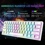 T61 Wireless Gaming Keyboard and Mouse Combo Ergonomic 61 Key Rainbow LED Backlight Rechargeable 4000mAh Battery Mouse Pad 3 | PricZone