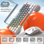 ZIYOU LANG T60 Wired Mechanical Gaming Keyboard and Mouse Combo Portable with Rainbow Backlit Honeycomb Mice Coiled 2 | PricZone